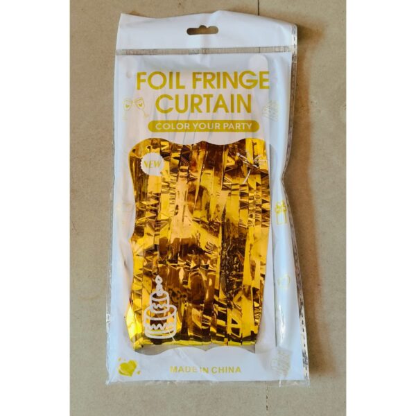 Foil Fringe Curtain Background Parda Golden